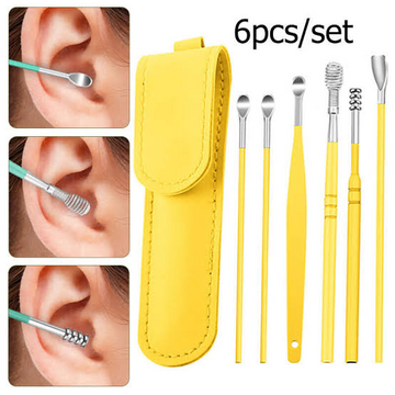 Ear Wax Cleaning Kit 6 Pcs Ear Pick Tools Wax Removal Kit Ear Cleaning Tool Set Spring Earwax Cleaner Tool Ear Wax Remover Random